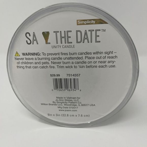 Wedding Unity Candle for Ceremony White with Rhinestones - Picture 4 of 4